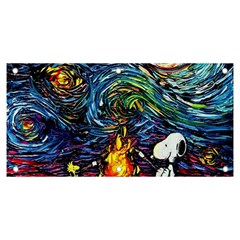 Dog Cartoon Starry Night Print Van Gogh Parody Banner And Sign 6  X 3  by Sarkoni