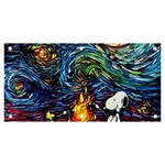 Dog Cartoon Starry Night Print Van Gogh Parody Banner and Sign 6  x 3  Front