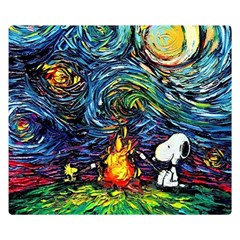 Dog Cartoon Starry Night Print Van Gogh Parody Premium Plush Fleece Blanket (small) by Sarkoni