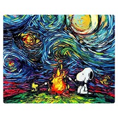 Dog Cartoon Starry Night Print Van Gogh Parody Premium Plush Fleece Blanket (medium) by Sarkoni