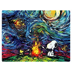 Dog Cartoon Starry Night Print Van Gogh Parody Two Sides Premium Plush Fleece Blanket (extra Small) by Sarkoni