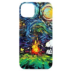 Dog Cartoon Starry Night Print Van Gogh Parody Iphone 14 Plus Black Uv Print Case by Sarkoni