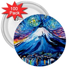 Mount Fuji Art Starry Night Van Gogh 3  Buttons (100 Pack)  by Sarkoni