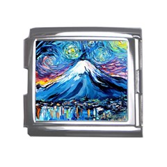 Mount Fuji Art Starry Night Van Gogh Mega Link Italian Charm (18mm) by Sarkoni