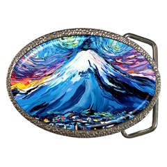 Mount Fuji Art Starry Night Van Gogh Belt Buckles by Sarkoni