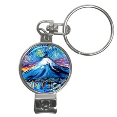 Mount Fuji Art Starry Night Van Gogh Nail Clippers Key Chain by Sarkoni