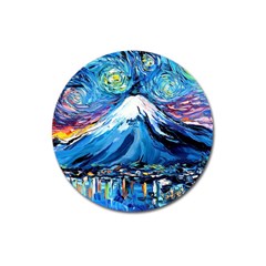 Mount Fuji Art Starry Night Van Gogh Magnet 3  (round)