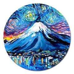 Mount Fuji Art Starry Night Van Gogh Magnet 5  (round) by Sarkoni