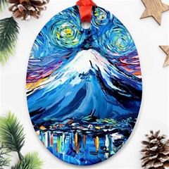 Mount Fuji Art Starry Night Van Gogh Oval Ornament (two Sides) by Sarkoni