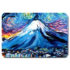 Mount Fuji Art Starry Night Van Gogh Large Doormat by Sarkoni