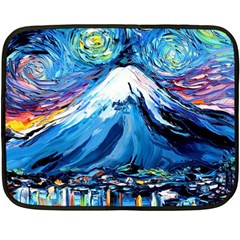 Mount Fuji Art Starry Night Van Gogh Two Sides Fleece Blanket (mini) by Sarkoni