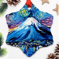 Mount Fuji Art Starry Night Van Gogh Ornament (snowflake) by Sarkoni