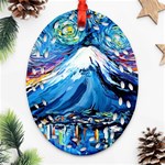 Mount Fuji Art Starry Night Van Gogh Oval Filigree Ornament (Two Sides) Back