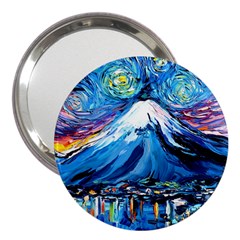 Mount Fuji Art Starry Night Van Gogh 3  Handbag Mirrors