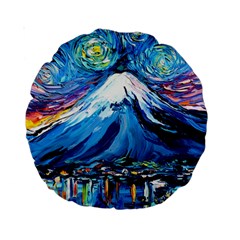 Mount Fuji Art Starry Night Van Gogh Standard 15  Premium Round Cushions by Sarkoni