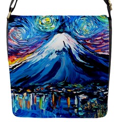 Mount Fuji Art Starry Night Van Gogh Flap Closure Messenger Bag (s) by Sarkoni