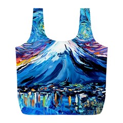 Mount Fuji Art Starry Night Van Gogh Full Print Recycle Bag (l) by Sarkoni