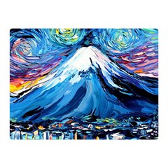 Mount Fuji Art Starry Night Van Gogh Two Sides Premium Plush Fleece Blanket (mini) by Sarkoni