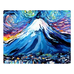 Mount Fuji Art Starry Night Van Gogh Two Sides Premium Plush Fleece Blanket (large) by Sarkoni