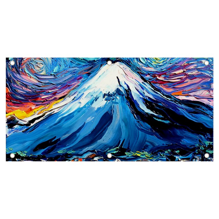 Mount Fuji Art Starry Night Van Gogh Banner and Sign 4  x 2 