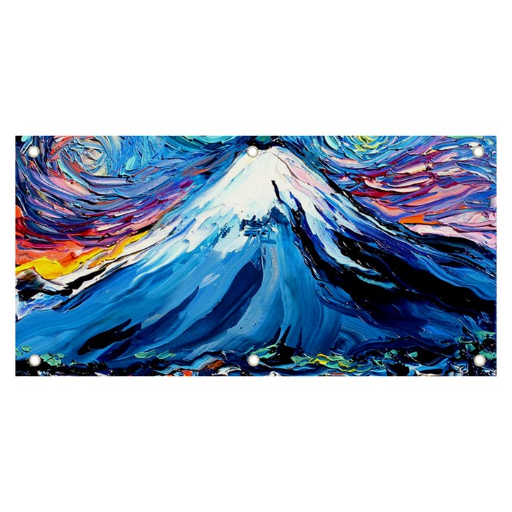 Mount Fuji Art Starry Night Van Gogh Banner and Sign 6  x 3 