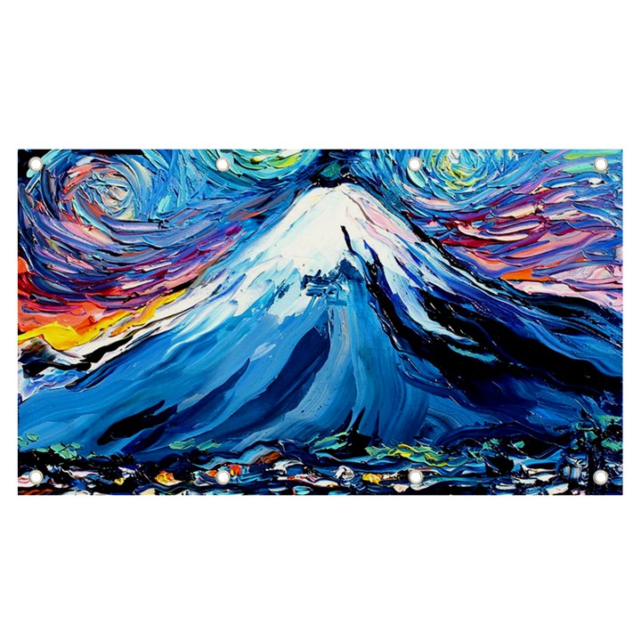 Mount Fuji Art Starry Night Van Gogh Banner and Sign 7  x 4 