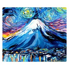 Mount Fuji Art Starry Night Van Gogh Premium Plush Fleece Blanket (small) by Sarkoni