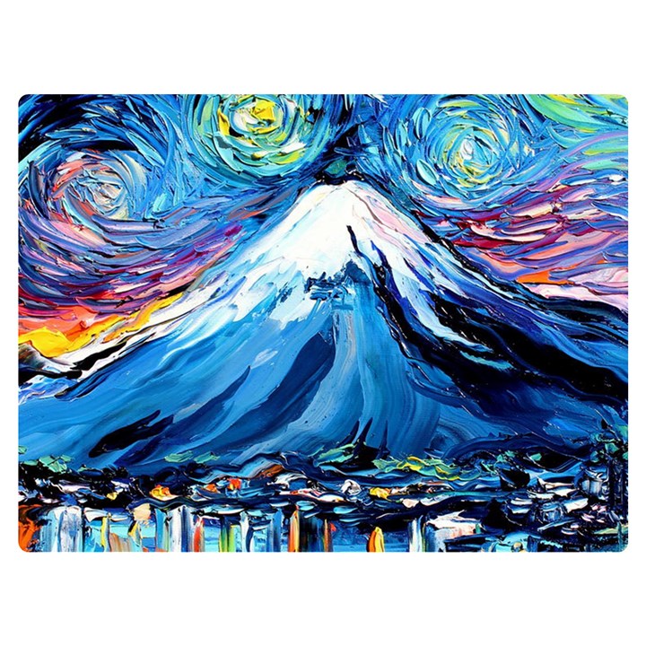 Mount Fuji Art Starry Night Van Gogh Premium Plush Fleece Blanket (Extra Small)