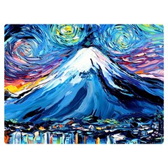 Mount Fuji Art Starry Night Van Gogh Two Sides Premium Plush Fleece Blanket (extra Small) by Sarkoni