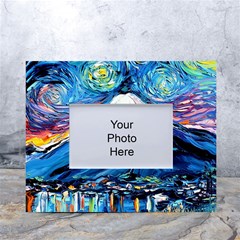 Mount Fuji Art Starry Night Van Gogh White Tabletop Photo Frame 4 x6  by Sarkoni