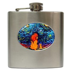 Lion Art Starry Night Van Gogh Hip Flask (6 Oz) by Sarkoni