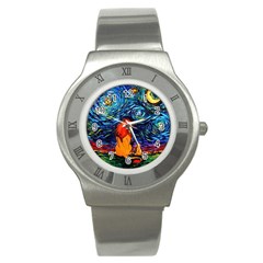 Lion Art Starry Night Van Gogh Stainless Steel Watch by Sarkoni