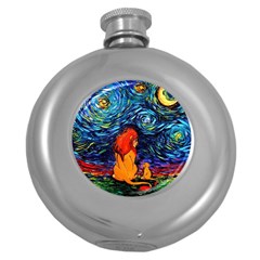 Lion Art Starry Night Van Gogh Round Hip Flask (5 Oz) by Sarkoni