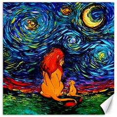 Lion Art Starry Night Van Gogh Canvas 12  X 12  by Sarkoni