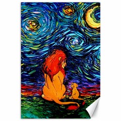 Lion Art Starry Night Van Gogh Canvas 12  X 18  by Sarkoni