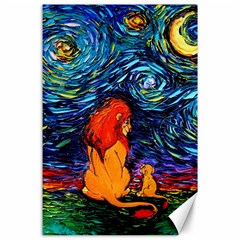 Lion Art Starry Night Van Gogh Canvas 24  X 36  by Sarkoni