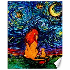 Lion Art Starry Night Van Gogh Canvas 11  X 14  by Sarkoni