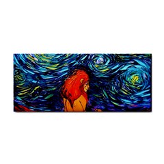 Lion Art Starry Night Van Gogh Hand Towel by Sarkoni