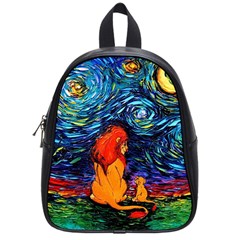 Lion Art Starry Night Van Gogh School Bag (small) by Sarkoni