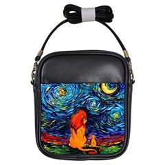 Lion Art Starry Night Van Gogh Girls Sling Bag by Sarkoni