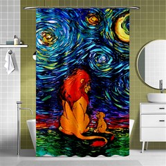 Lion Art Starry Night Van Gogh Shower Curtain 48  X 72  (small)  by Sarkoni