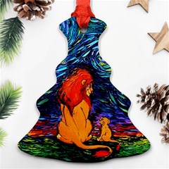 Lion Art Starry Night Van Gogh Ornament (christmas Tree)  by Sarkoni