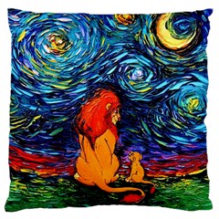 Lion Art Starry Night Van Gogh Large Cushion Case (two Sides) by Sarkoni