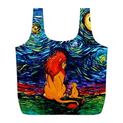 Lion Art Starry Night Van Gogh Full Print Recycle Bag (l) by Sarkoni