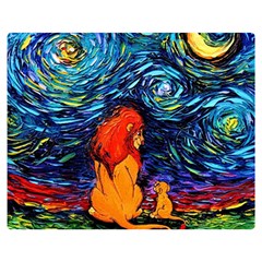 Lion Art Starry Night Van Gogh Two Sides Premium Plush Fleece Blanket (medium) by Sarkoni