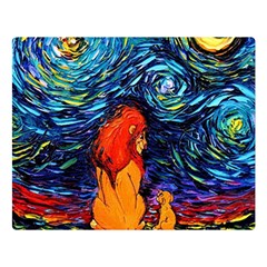 Lion Art Starry Night Van Gogh Two Sides Premium Plush Fleece Blanket (large) by Sarkoni