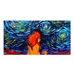 Lion Art Starry Night Van Gogh Satin Shawl 45  X 80  by Sarkoni