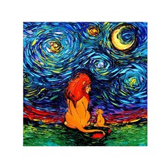 Lion Art Starry Night Van Gogh Square Satin Scarf (30  X 30 ) by Sarkoni