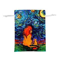 Lion Art Starry Night Van Gogh Lightweight Drawstring Pouch (l) by Sarkoni