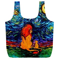 Lion Art Starry Night Van Gogh Full Print Recycle Bag (xxxl) by Sarkoni